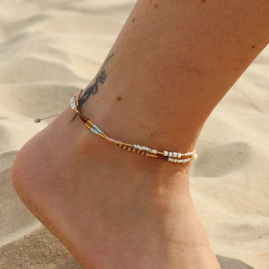 Goldene Stunde Bunte Perlenfußkette