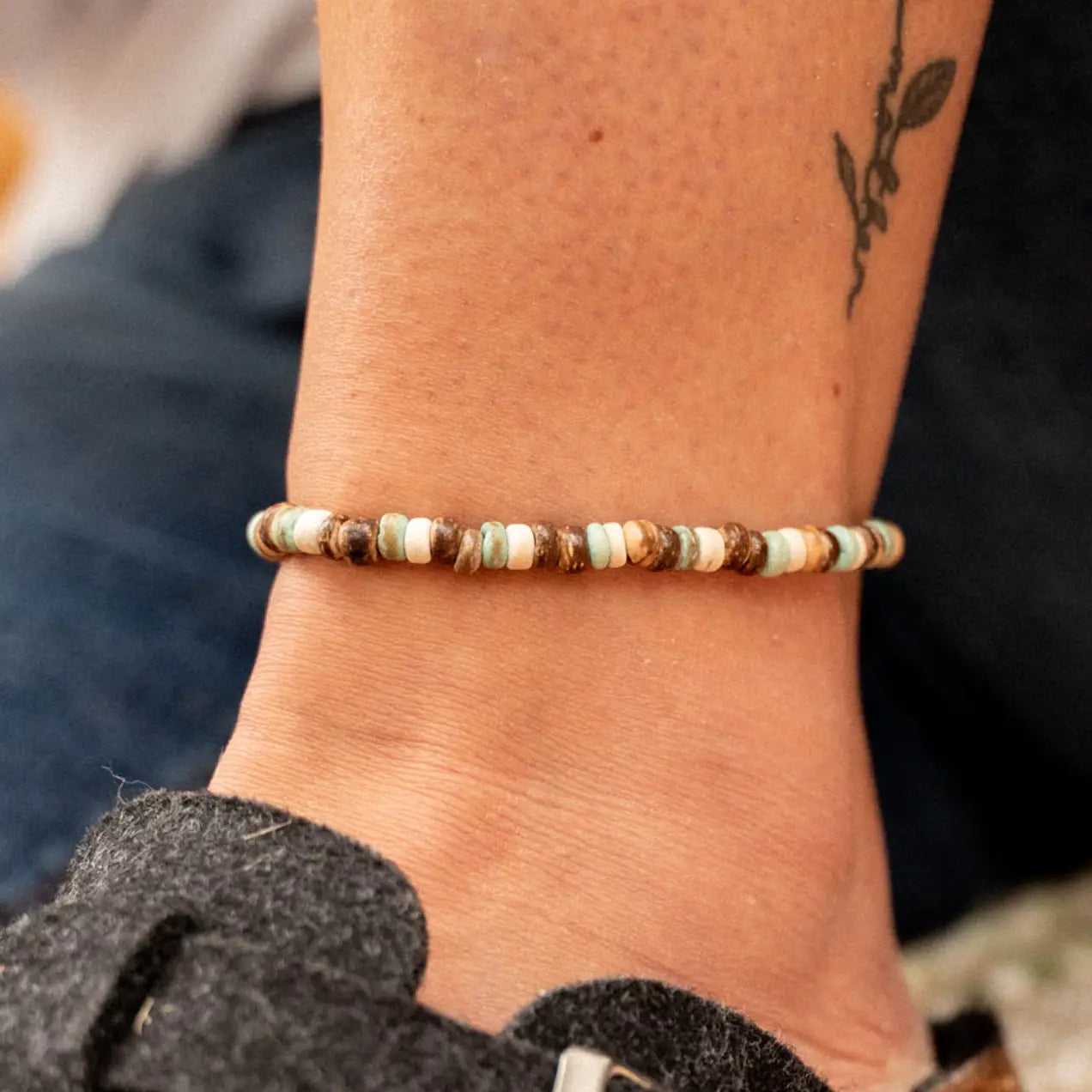 Laut Kokosholz-Perlenfußkettchen