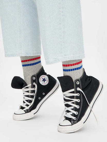 Retro Bio Socken Grau - Gerippte Tennissocken, Original