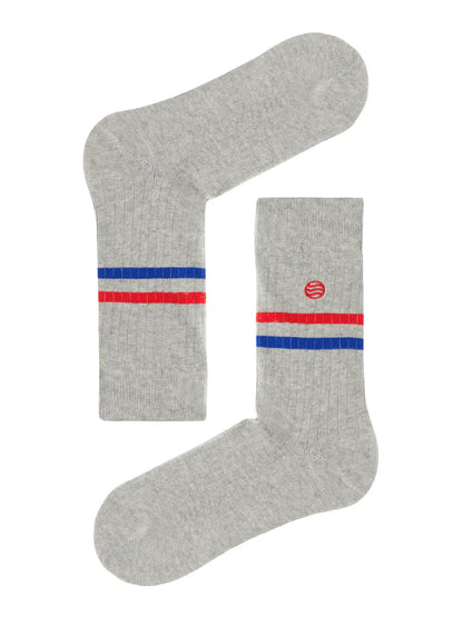 Retro Bio Socken Grau - Gerippte Tennissocken, Original