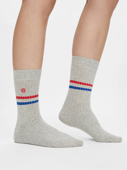 Retro Bio Socken Grau - Gerippte Tennissocken, Original