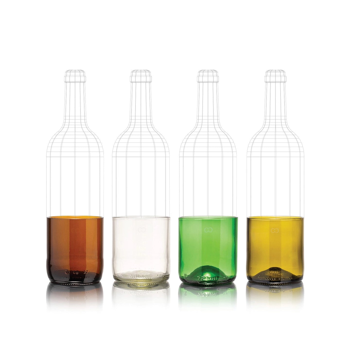 Kurzes Tumbler-Set, 4-teilig - olive